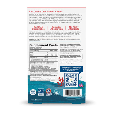 Nordic Children's DHA Gummies Tropical Punch 30 Gummies