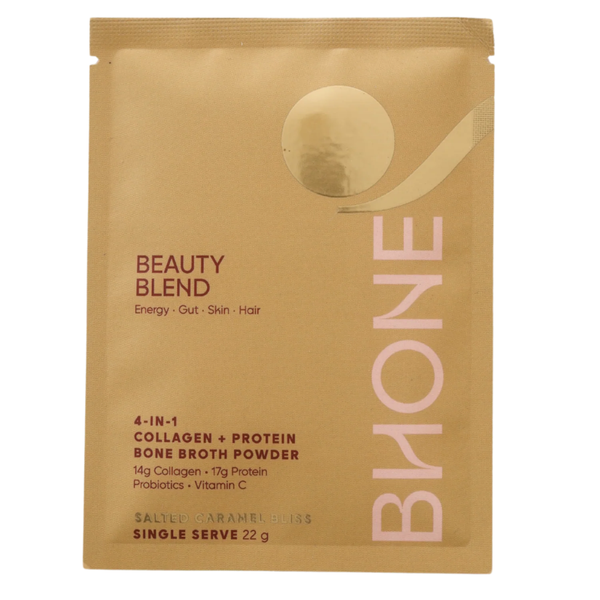 BHONE 22g Salted Caramel Bliss Collagen + Protein Bone Broth Powder Sachet