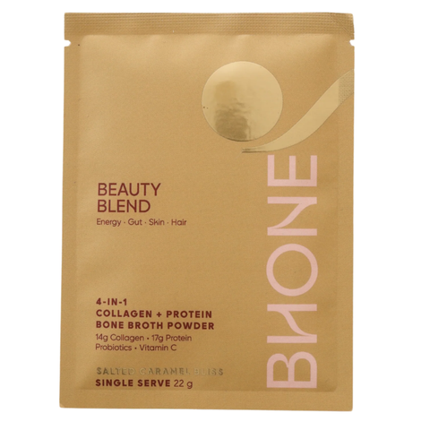 BHONE 22g Salted Caramel Bliss Collagen + Protein Bone Broth Powder Sachet