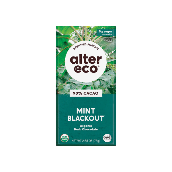 Alter Eco Mint Blackout 90% Chocolate Bar 75g