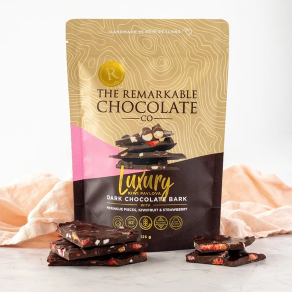 Remarkable Dark Choc Bark Kiwi Pavlova & Strawberry 125g