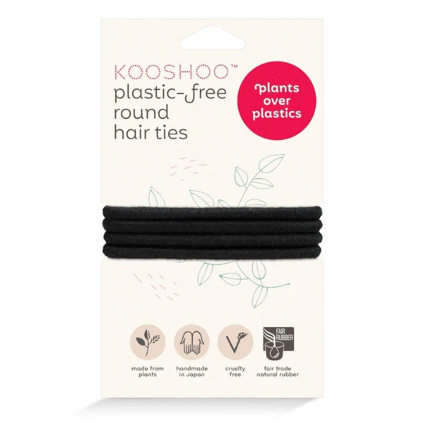 Kooshoo Round Hair Ties Black plastic-free