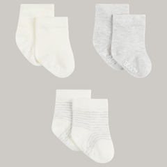 Boody Baby Socks 3 pack Heather Grey/Natural White/Stripe 0-3 months