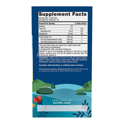 Nordic Arctic Cod Liver Oil Lemon 180 softgels